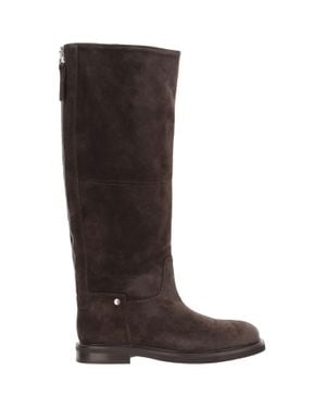Poeve Tall Back Zipper Suede Boots - Brown