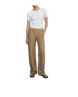 Enza Costa Pointelle Essential Short Sleeve Top - Natural