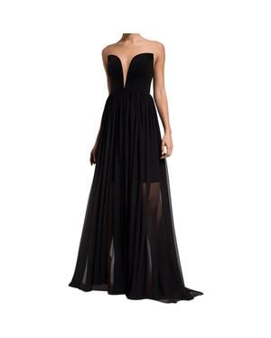 Dress the Population Illusion Polyester Evening Dress - Black