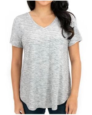 Grace and Lace Perfect Pocket Tee - Gray