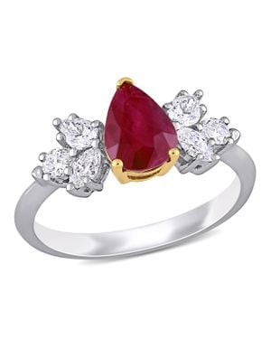 Mimi & Max 1 1/2Ct Tgw Pear Ruby 1/2Ct Tdw Diamond Ring 14K - Red
