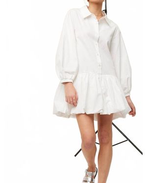 illa illa Shirt Bubble Hem Dress - White