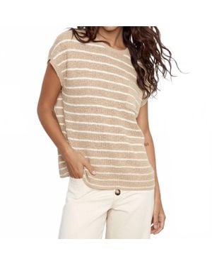 Charlie b Striped Cap Sleeve Knit Top - Natural