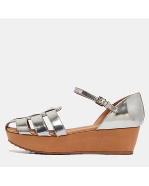 Tod's Leather Platform Sandals - Blue