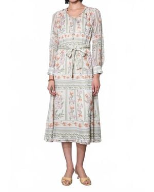 Greylin Reese Flowy Scarf Print Midi Dress - White