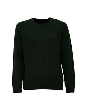 Polo Ralph Lauren Merino Wool Embroidered Pony Crewneck Sweater - Black
