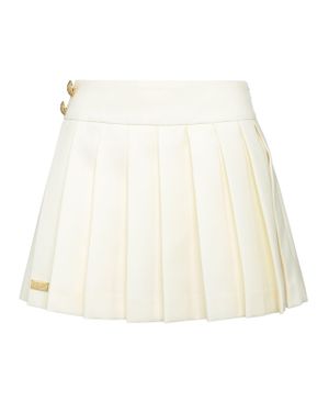 Philipp Plein Wool Marine Plisse Skirt - White