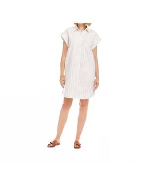 Karen Kane Stripe Cap Sleeve Shirtdress - White