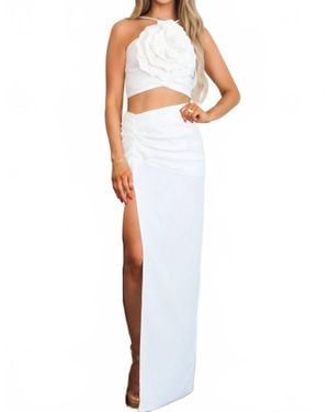 Luxxel Wisteria Cutout Rosette Maxi Dress - White