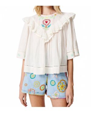 Manoush Sarah Loose-Fitting Top - White