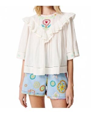 Manoush Sarah Loose-Fitting Top - White