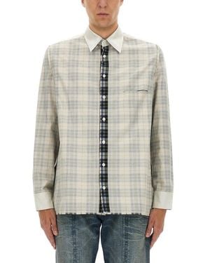 MM6 by Maison Martin Margiela Plaid Shirt With Classic Collar - Gray