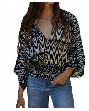 By Together Smocked Waist Linen Crop Top - Black