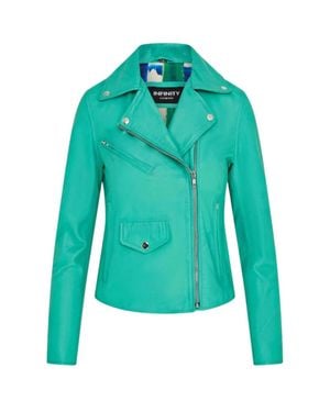 TruClothing Real Leather Brando Style Biker Jacket - Green