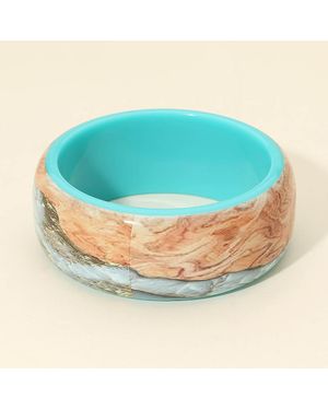 Fashnzfab Abstract Wave Print Resin Bangle Bracelet - Blue