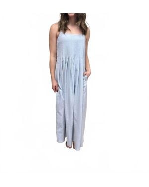 Wishlist Cotton Pleated Bust Midi Dress - Blue