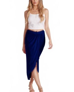 Bobi Draped Midi Skirt - Blue