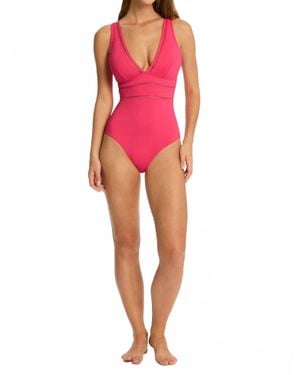 Sea Level Essentials Edit Spliced One Piece Swimsuit - Pink