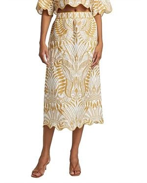 FARM Rio Lace Nature Midi Skirt - Natural