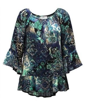 Southern Lady Floral Print Bohemian Top - Blue