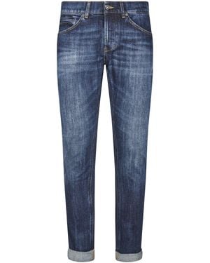 Dondup Slim Fit Denim Pants With Five-Pocket Design And Rolled Cuffs - Blue