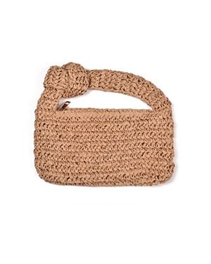 Adornia Natural Raffia Knot Crescent Bag - Brown