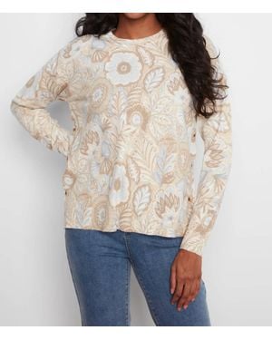 Charlie b Printed Sweater With Side Buttons - White