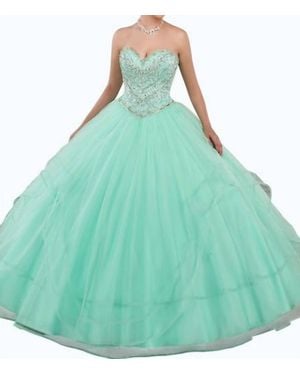 Mary's Bridal Strapless Tulle Quinceanera Ball Gown - Green