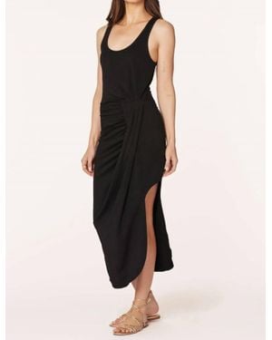 Bobi Pleated Skirt Tank Dress - Black
