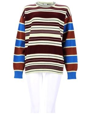 Paul Smith Relaxed Fit Striped Knit Sweater With Color Blocking - White