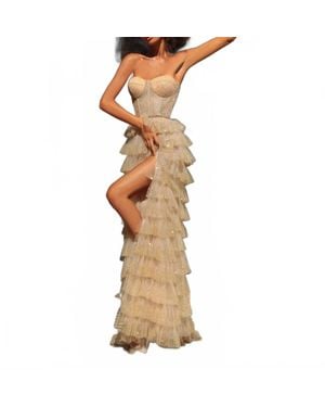 Tarik Ediz Sweetheart Neckline Evening Gown - Natural