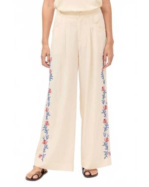 Johnny Was Elizabeth Wide Leg Pleat Pant - Natural