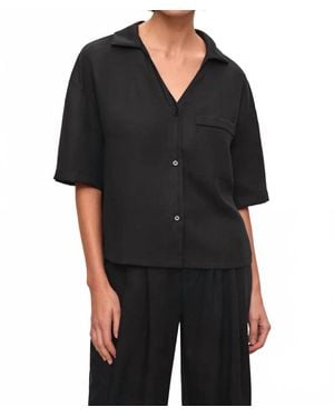 Eberjey Tencel Woven Short Sleeve Top - Black