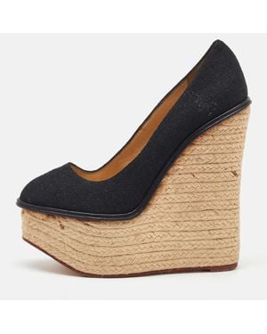 Charlotte Olympia Fabric Carmen Espadrille Platform Wedge Pumps - Blue