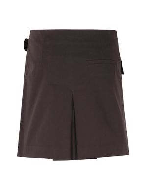 Semicouture Doria Belted Pleated Cotton Skirt - Black