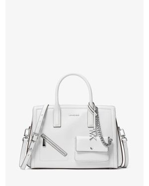 MICHAEL Michael Kors Mk Laila Medium Leather Satchel With Card Case - White