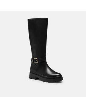 COACH Lucy Lug Sole Boot With Signature Canvas - Black