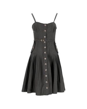 Ulla Johnson Cleo Pleated Striped Midi Dress - Black