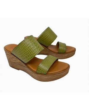 Liberitae Gema Leather Platform Sandals - Green