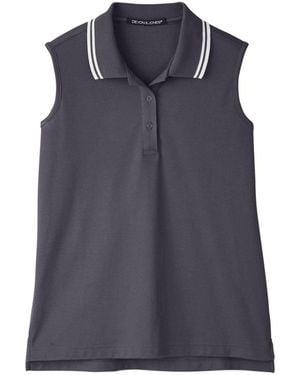 Devon & Jones Crownlux Performanceplaited Tipped Sleeveless Polo - Blue