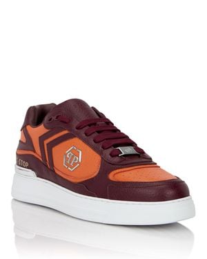 Philipp Plein Low-Top Pit-$Top Deer Print Leather - Red