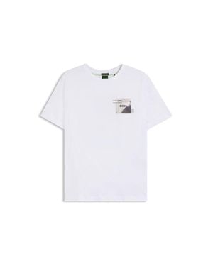 BOSS Relaxed-Fit T-Shirt With Decorative Reflective Accents - White