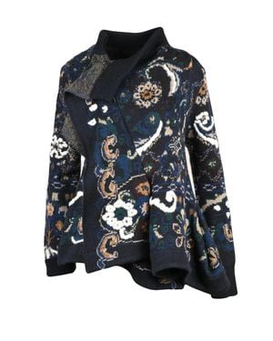 Sacai Asymmetrical Hemline Wool Zip Cardigan - Black
