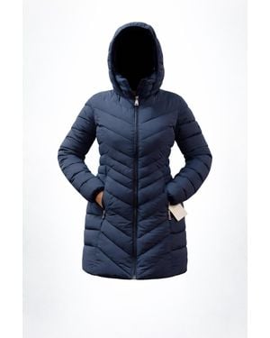 DKNY Quilted Hooded Puffer Coat - Blue