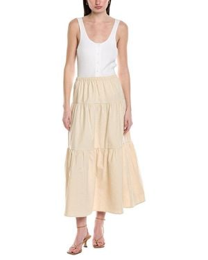 Seraphin Linen-Blend Midi Skirt - Natural