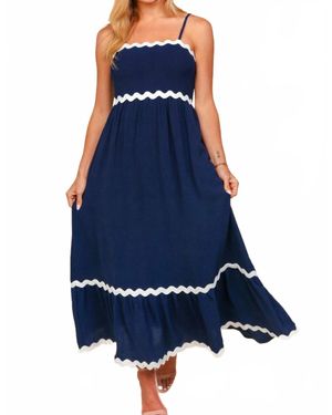 Haptics Ric Rac Square Neck Fit And Flare Maxi Dress - Blue