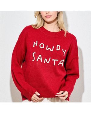 Baevely By Wellmade Howdy Santa Sweater - Red