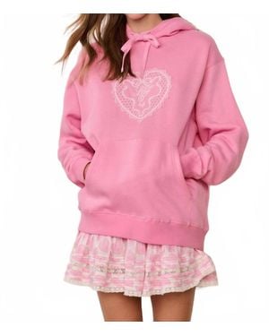LoveShackFancy Nacova Heart Doily Fleece Hoodie - Pink