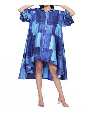Step in Style Rhythm & Patch Dress - Blue