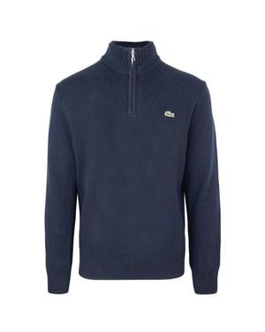 Lacoste Zip-Up Turtleneck Sweater - Blue
